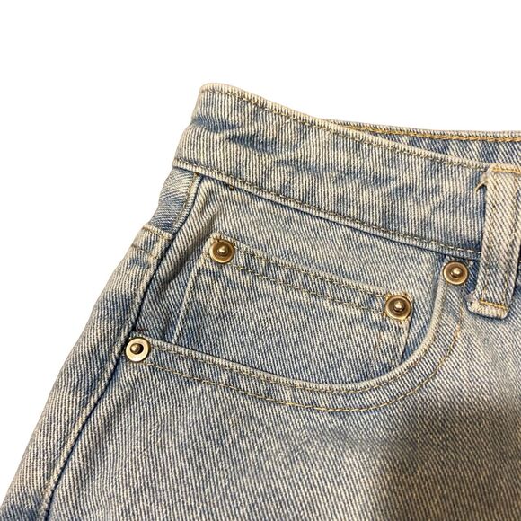 Forever 21 Size 29 Distressed High Rise Button Fly Cuffed Hem Denim Jean Shorts - Picture 7 of 16